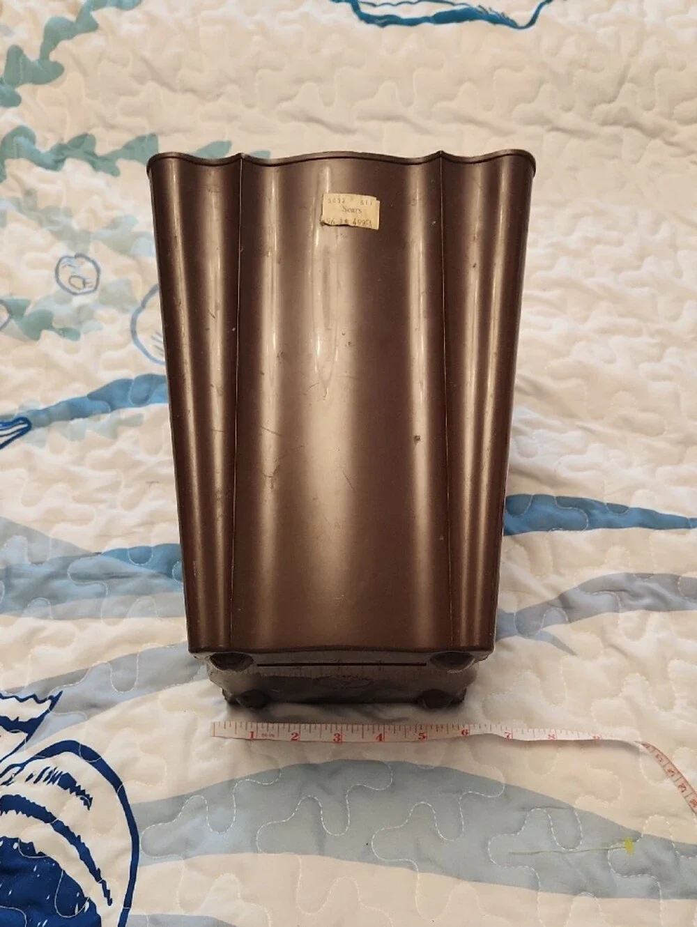 Vintage Sears Brown Waste Bin with Cream Floral Applique